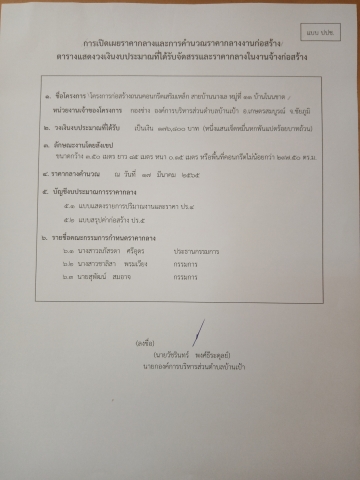 การเปิดเผยราคากลางและการคำนวณราคากลางงานก่อสร้าง​ โครงการก่อสร้างถนนคอนกรีตเสริมเหล็ก​ สายบ้านนางเล หมู่ที่​11​บ้านโนนชาด